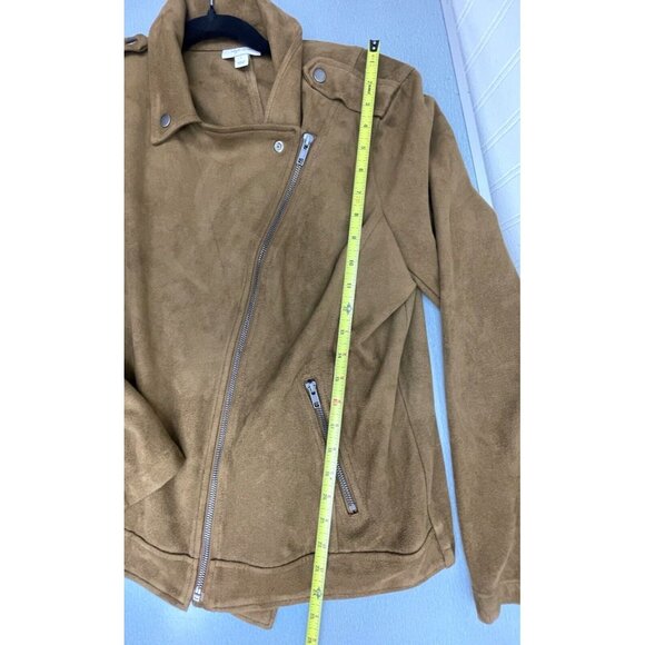 Style & Co Women's  Brown Faux Suede Moto Jacket Size Large - Picture 16 of 16